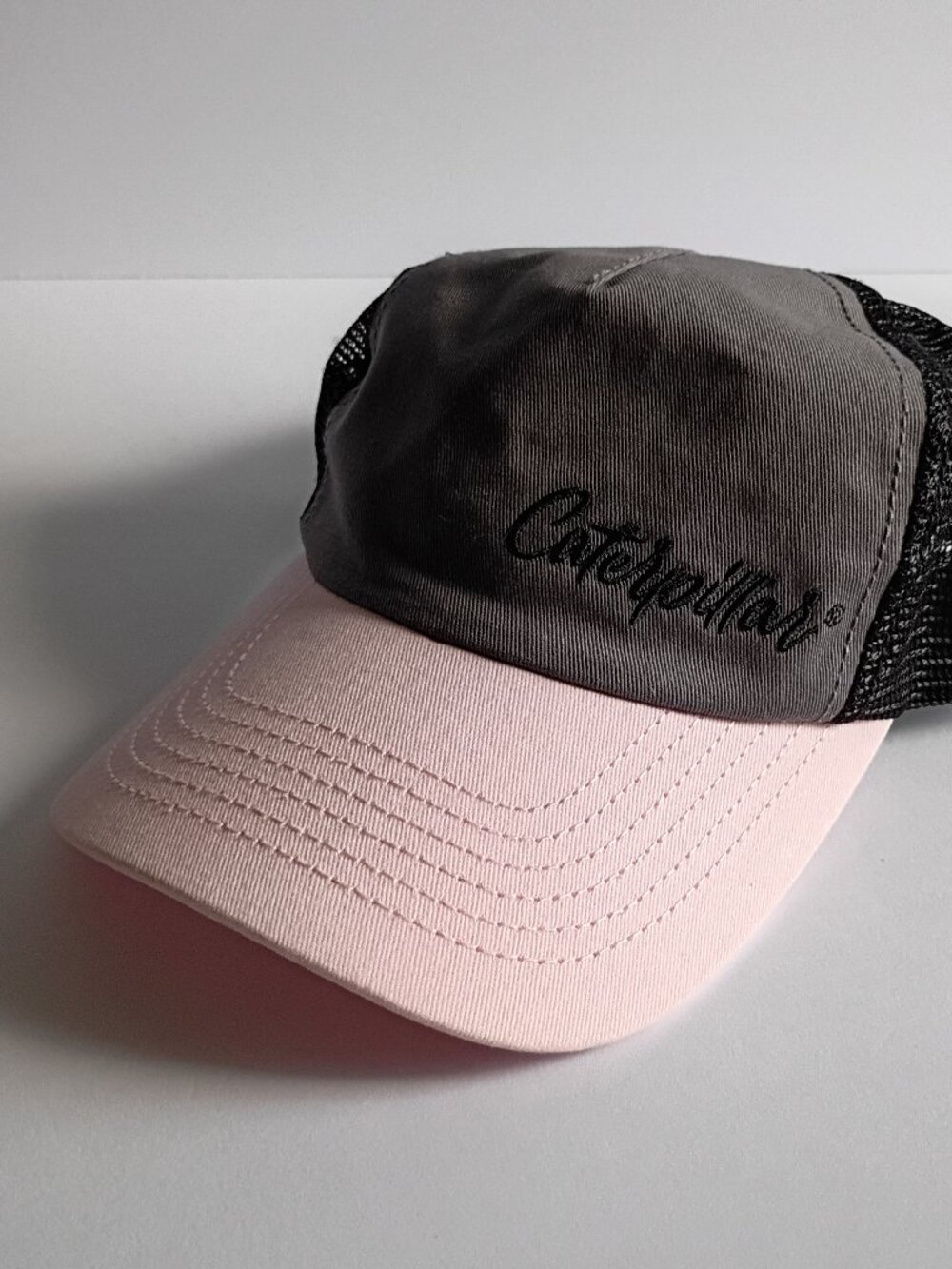 CAT Pink Black Gray Caterpillar Hat Adjustable